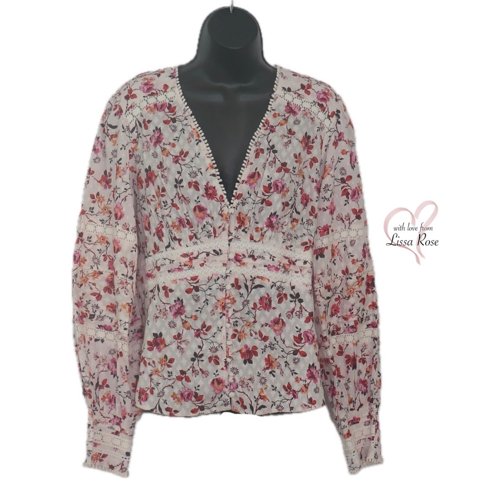 Puff-Sleeved Lace Buttondown (Anthropologie)